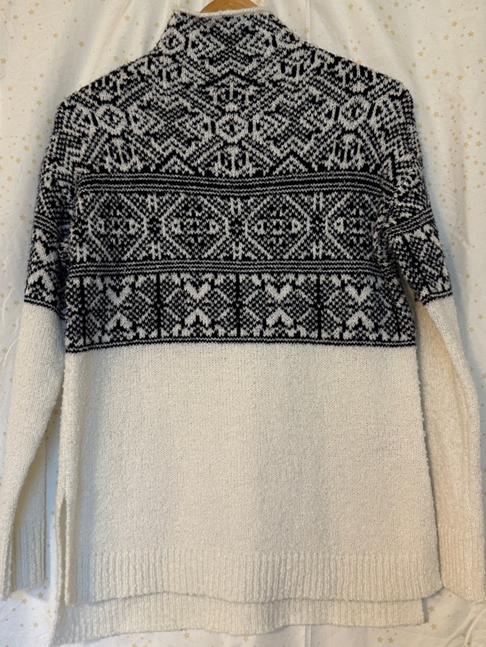 Merona Cream and Black Nordic-Pattern Turtleneck Sweater